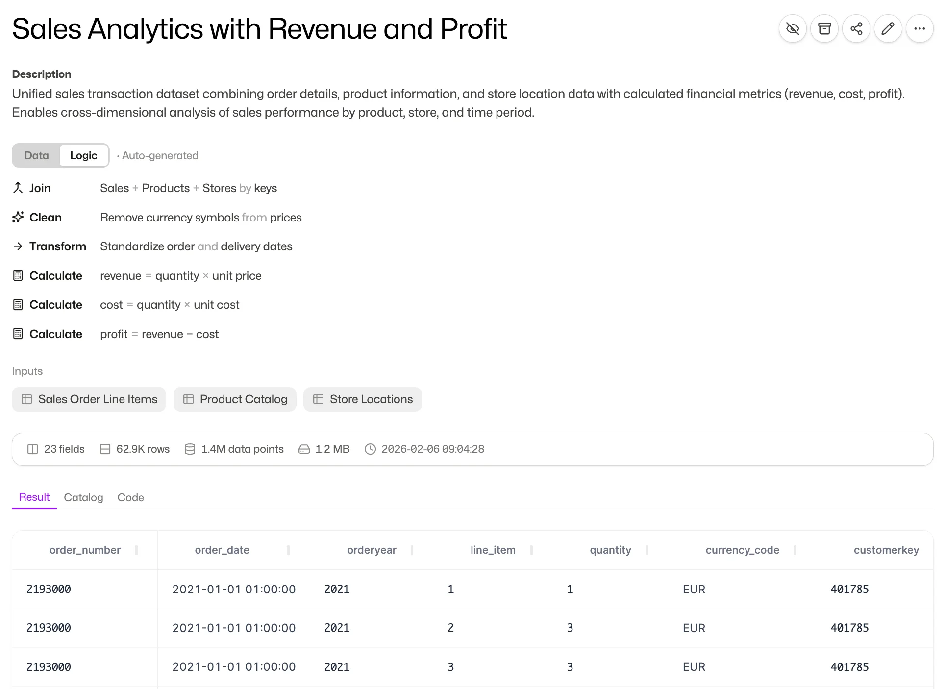 Ronja table transformation